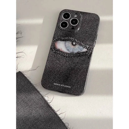 Creative INS Eye in Button Hole Creepy Monster Artistic Phone Case