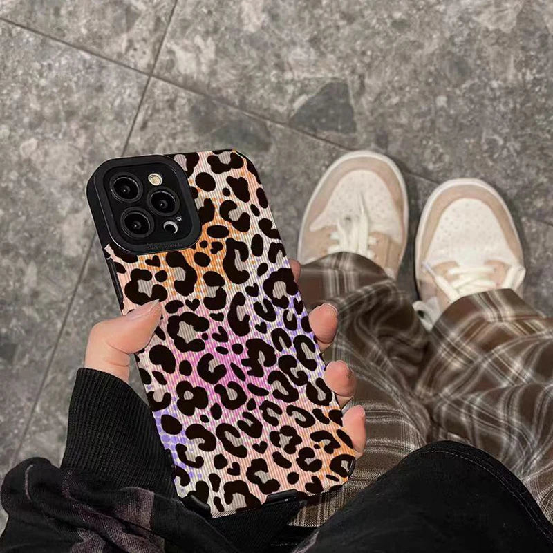 Fashion Color Leopard Silicone Phone Case