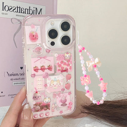 Lovely Cotton Candy Cat Cartoon Glitter Phone Case