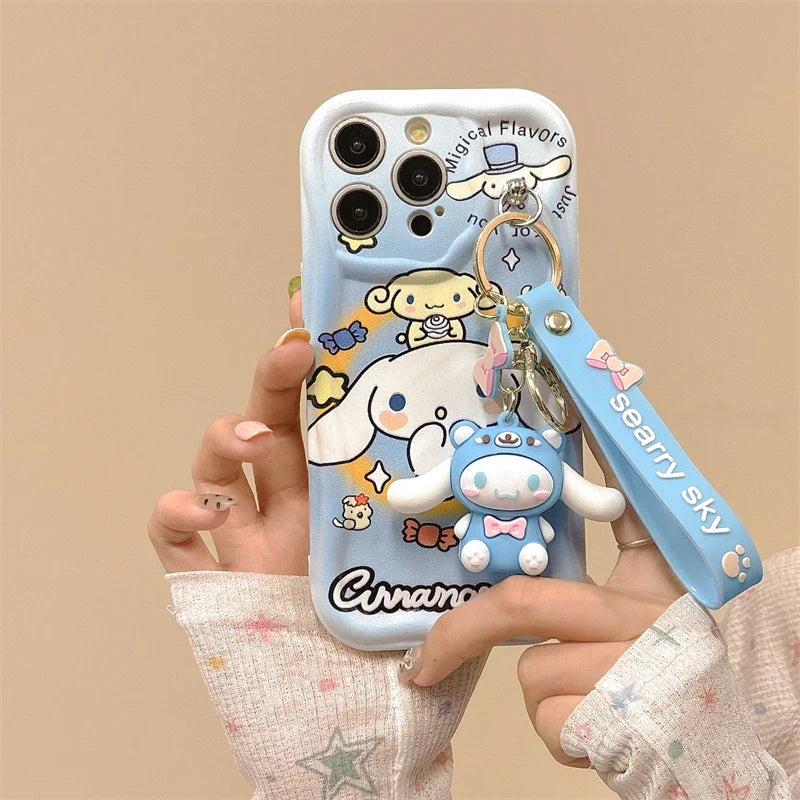 3D Kuromi Wavy Case with Strap for iPhone