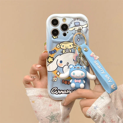 3D Kuromi Wavy Case with Strap for iPhone