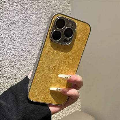 Luxury Plating Leopard Texture Leather Phone Case