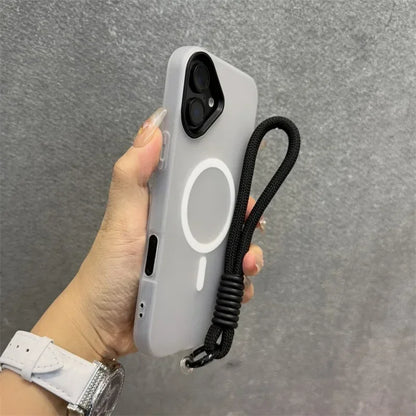 Luxury Soft With lanyard Silicone Magsafe Phone Case