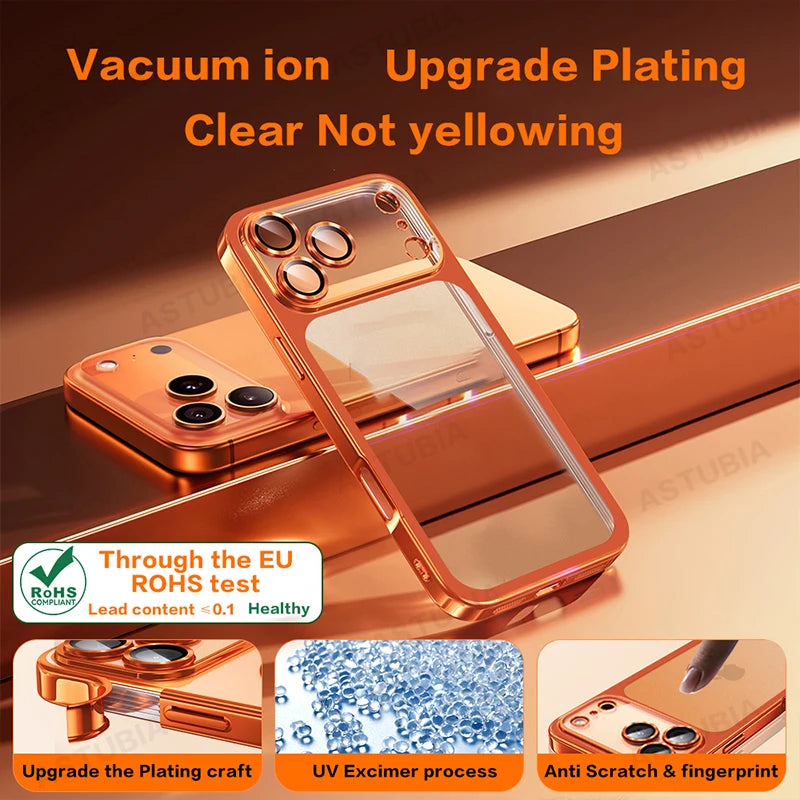 Luxury Plating TPU Orange Clear Phone Case