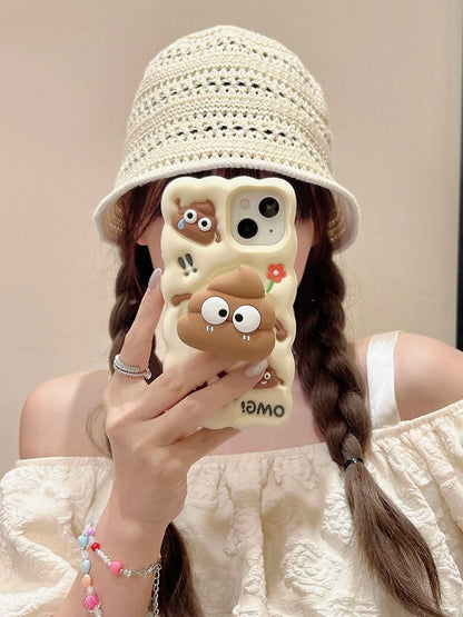 Funny Red Flower Cow Dung Foldable Holder Stand Silicone Phone Case