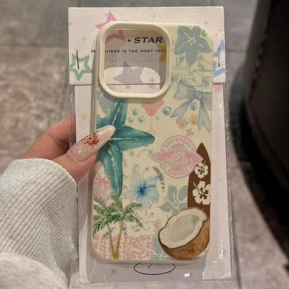 Fresh Starfish Coconut Lichee Pattern Phone Case New