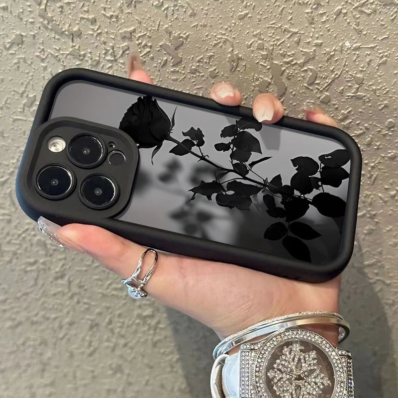 Minimalist Black Rose Pattern Phone Case