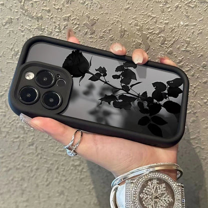Minimalist Black Rose Pattern Phone Case