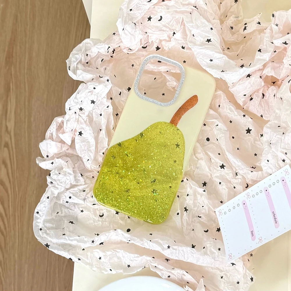 Fashion Cute Pear Glitter Bling Phone Case