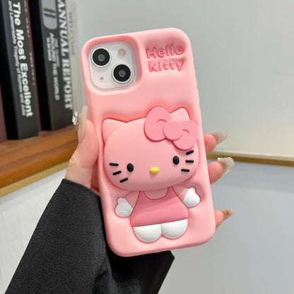 Stitch Kitty Face Grip Tok Holder Cartoon Silicon Soft Phone Case