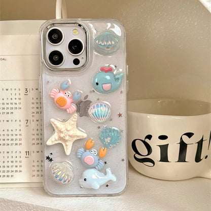 Cute 3D Seashell Starfish Conch Glitter Phone Case