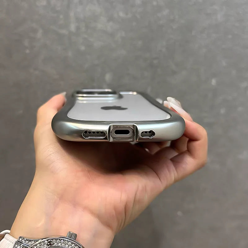 Plating Sliver 3D Cute Cartoon Cat Ears Transparent Phone Case