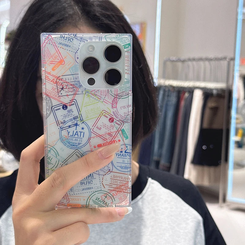 Ins Stylish New York London Italy Sticker Labels Phone Case