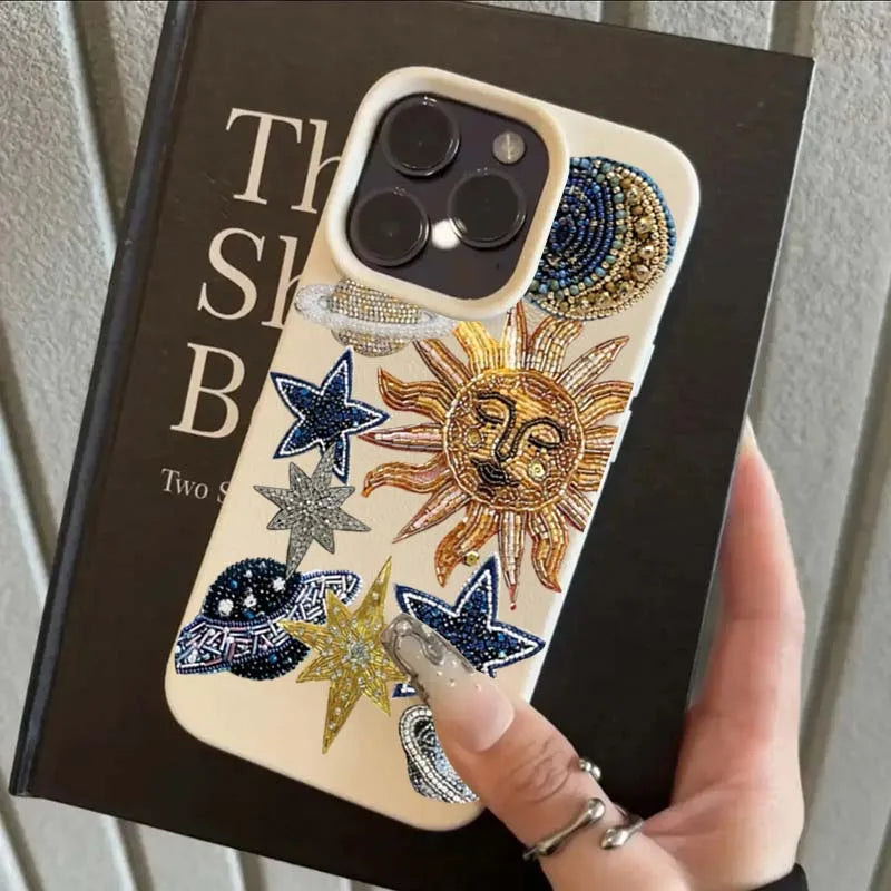 Mosaic Print Of Spaceships Stars Lichee Pattern Phone Case