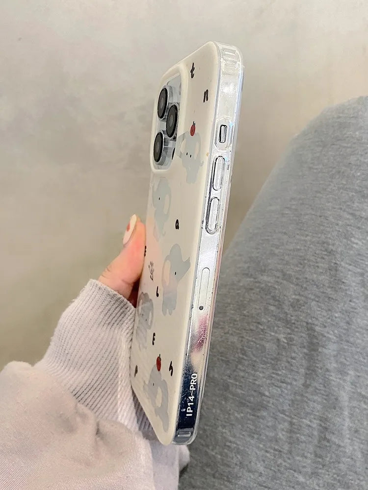 Cartoon Cute Hollow Out Elephant IMD Phone Case