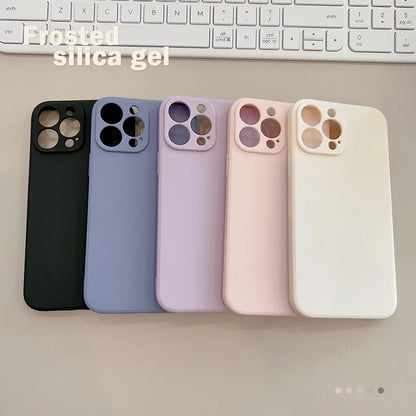 Soft Solid Color Silicone Matte Phone Case New