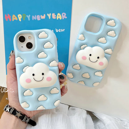 Cartoon Cute 3D Cloud Folding Stand Holder Phone Case