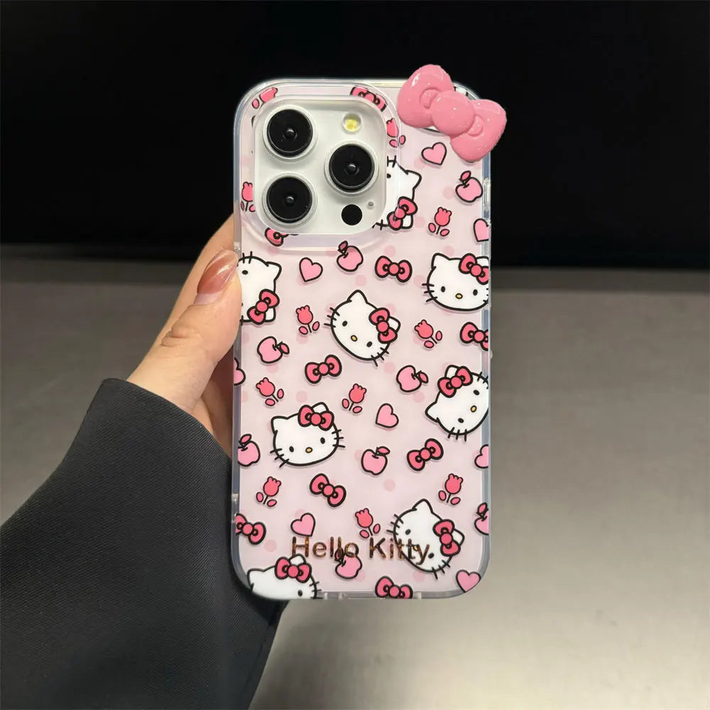 Flower Hello Kitty Full Screen KT Bow Love Phone Case