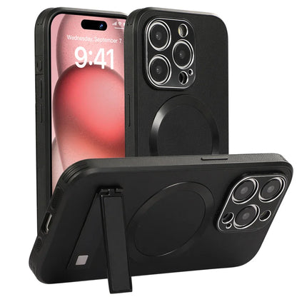 Magnetic Leather iPhone Case with Stan