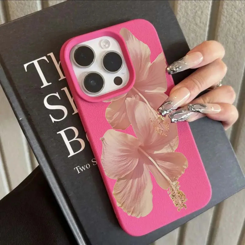 Pink Hibiscus Elegant High Aesthetic Phone Case