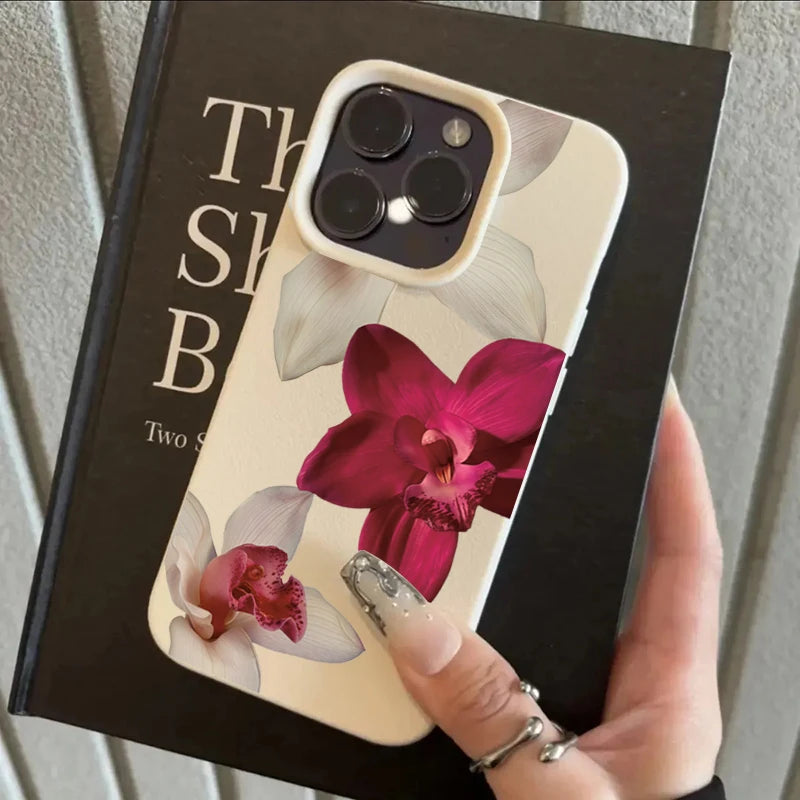 Elegant Red Orchid Flower Design Phone Case