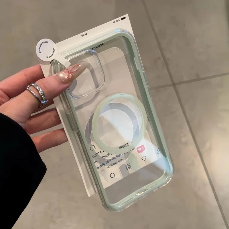 Luxury Transparent Frame Magsafe Phone Case