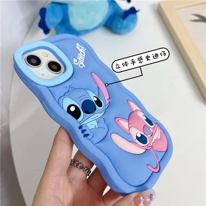 So Cute Stitch Cartoon Silicon Wave Side Soft Phone Case