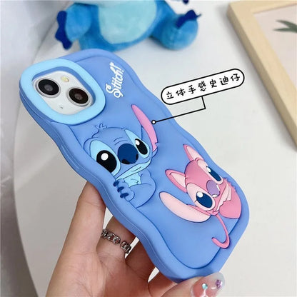 So Cute Stitch Cartoon Silicon Wave Side Soft Phone Case