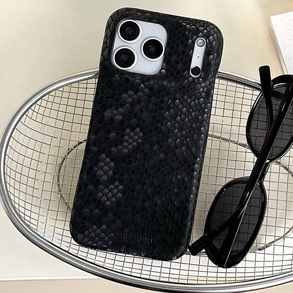 Luxury Chic Snake Skin Texture PU Leather Silicone Soft Phone Case