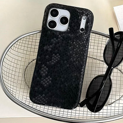 Luxury Chic Snake Skin Texture PU Leather Silicone Soft Phone Case