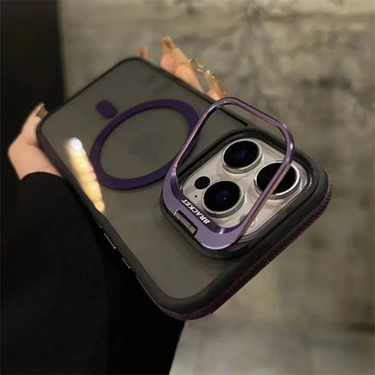 For Magsafe Wireless Charge Metal Lens Protection Stand Phone Case