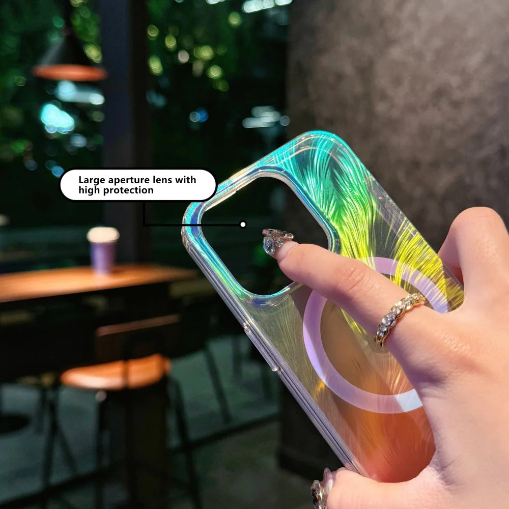 Color Feather Gradient Magnetic Protective Phone Case