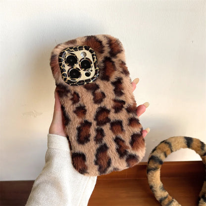 Fashion Leopard Fluffy Fur Phone Case