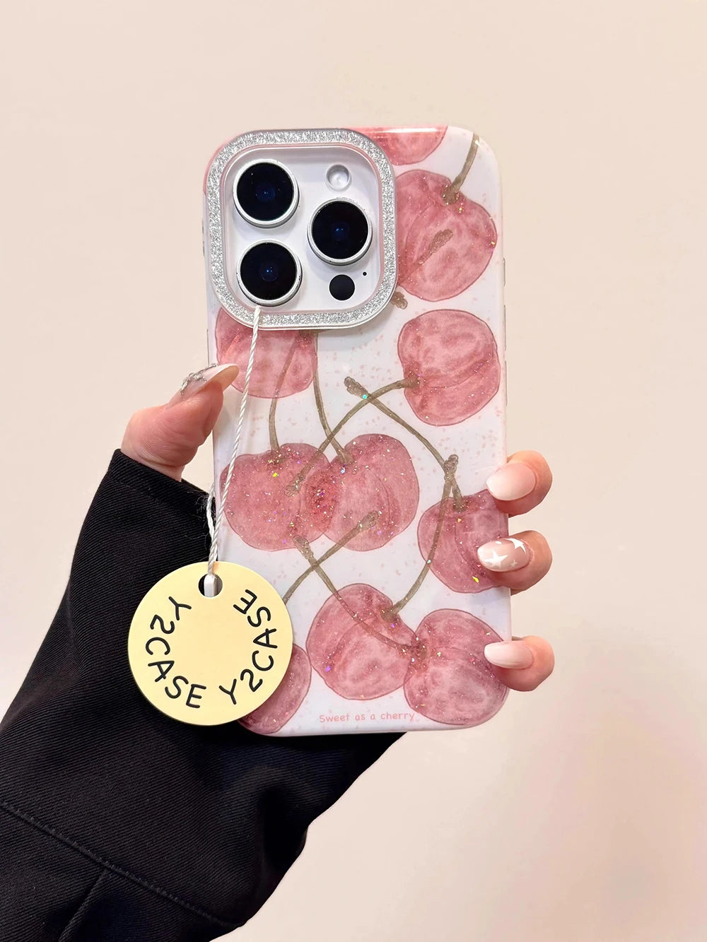 INS Cute Cherry Pattern Glitter Bling Phone Case