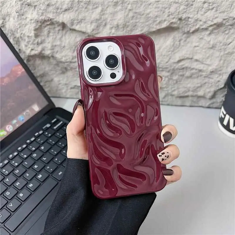 Ins 3D Rose Meteorite Pattern Texture Phone Case