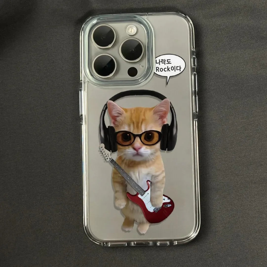 Lovely Guitar Cat Kawaii Phone Case
