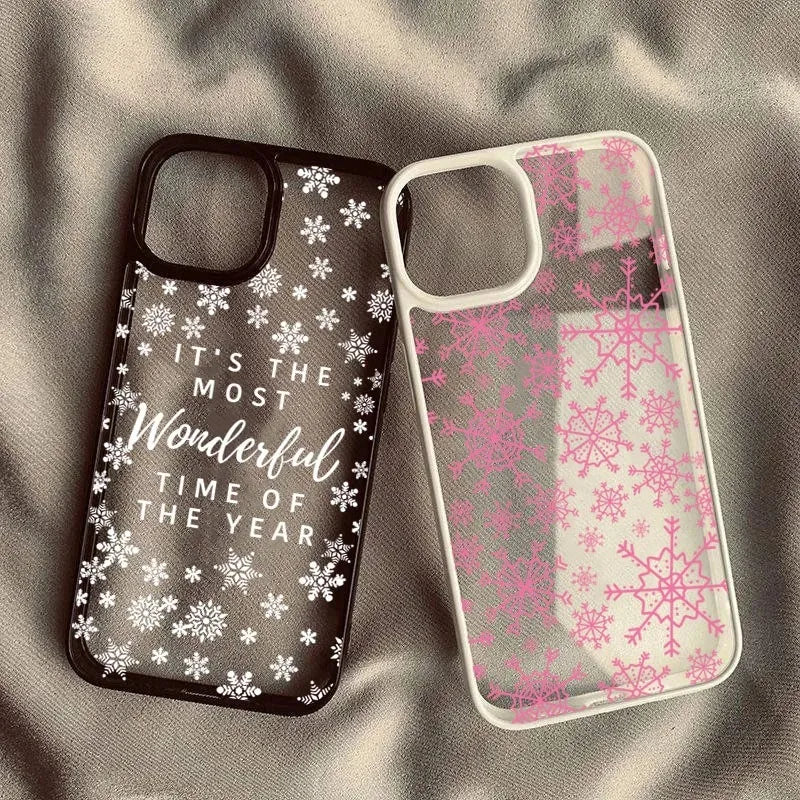 Snowflake English Pattern Clear Phone Case