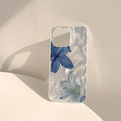 Two Lily Flower Pattern Transparent Edge Phone Case