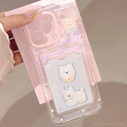Cartoon Dog Cute Puppy Wallet Card Holder Slot Phone Case