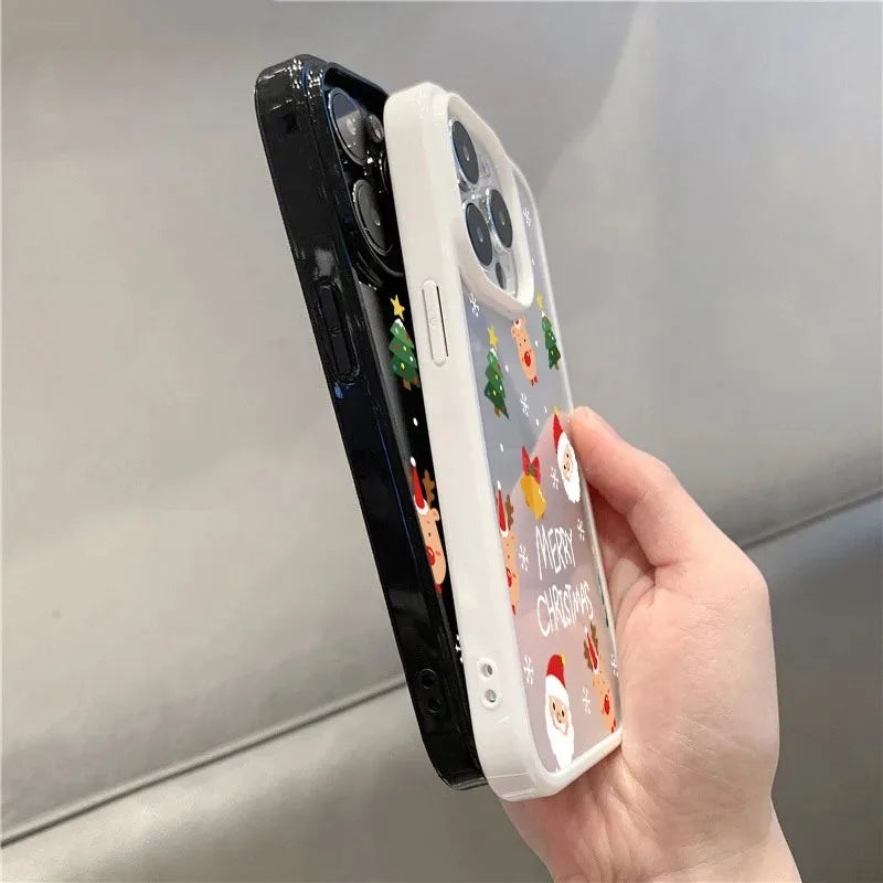 Christmas Tree and Santa Claus Print Phone Case