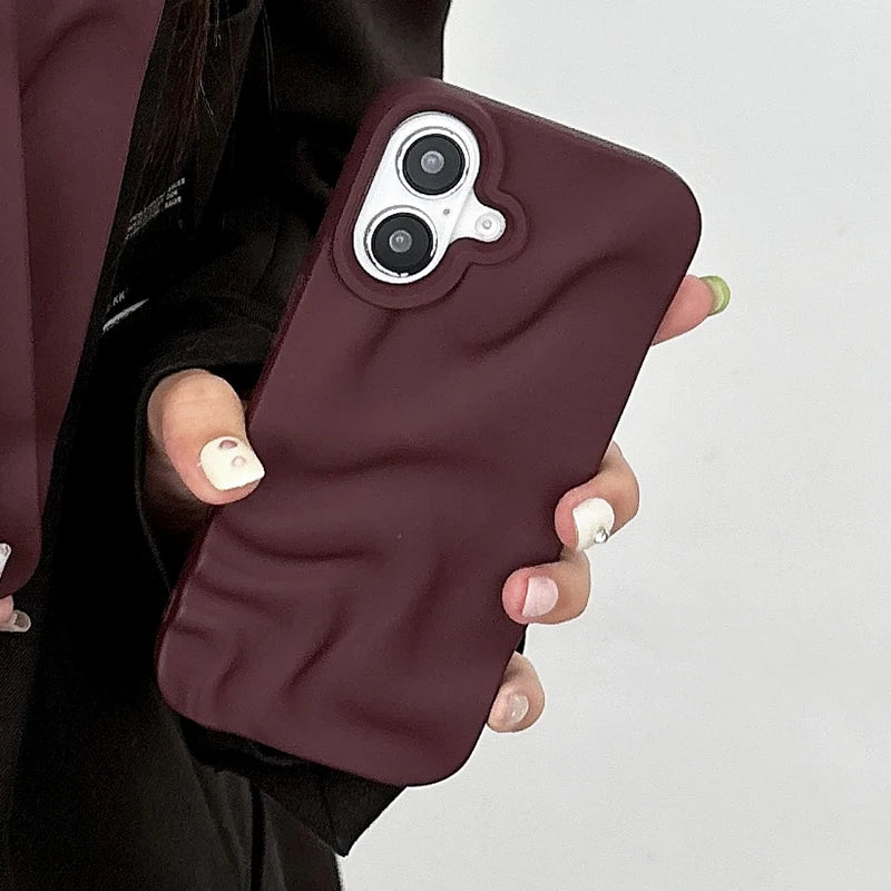 Stylish Wine Red Irregular Water Ripples 3D Phone Case