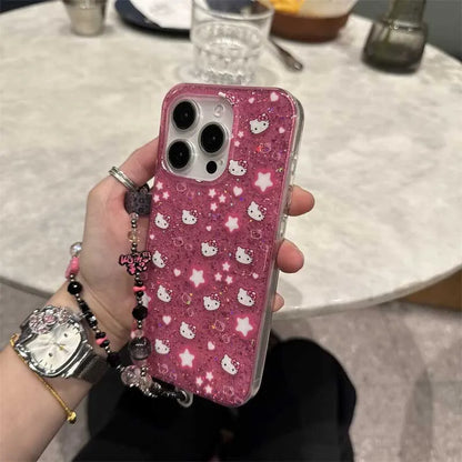 Full Screen Shining Hello Kitty Bow Strap Phone Case