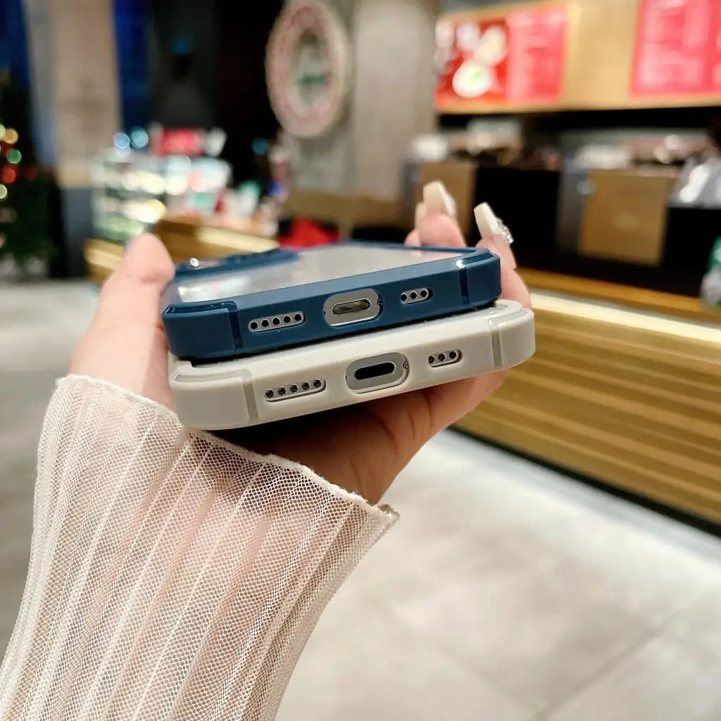 Luxury Matte Black Shockproof TPU Frame Clear Armor Phone Case