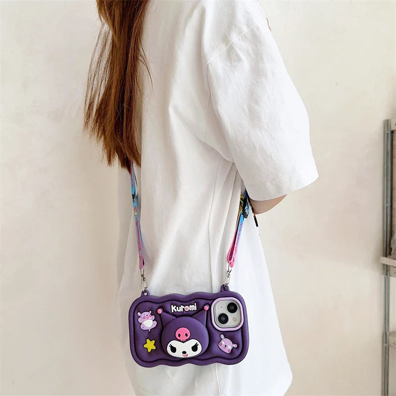 Kuromi Phone Case with Grip Holder for iPhone