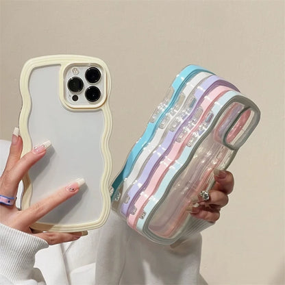 Simple Fashion Wave Frame Clear Shockproof Back Phone Case