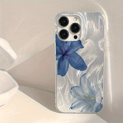 Two Lily Flower Pattern Transparent Edge Phone Case