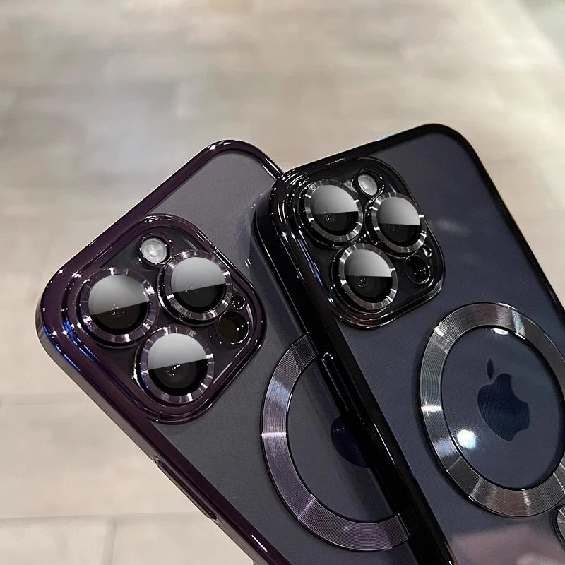 Luxury Magnetic For Magsafe Wireless Charge Plating Clear Phone Case