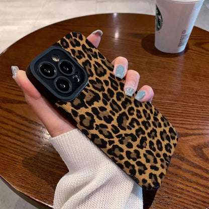 Fashion Brown Leopard Silicone Leather Phone Case