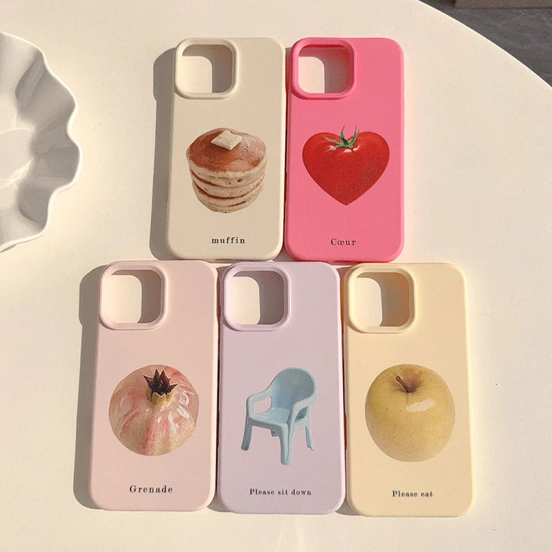 Ins Tomato Pomegranate Muffin Chair Apple Soft Silicone Phone Case