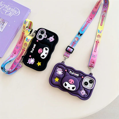 Kuromi Phone Case with Grip Holder for iPhone